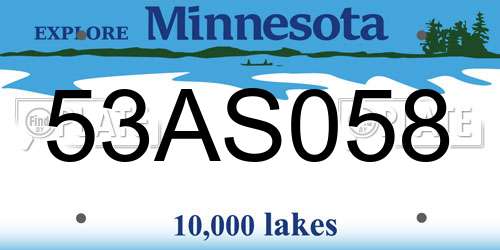 53AS058 Minnesota License Plate