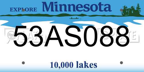 53AS088 Minnesota License Plate