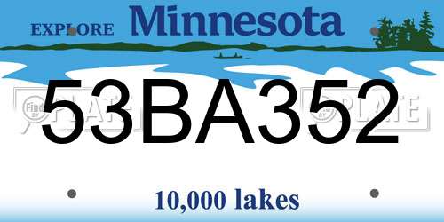 53BA352 Minnesota License Plate