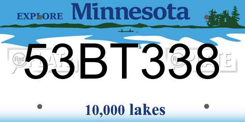 53BT338 Minnesota License Plate