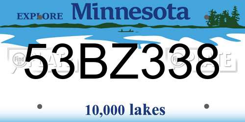 53BZ338 Minnesota License Plate