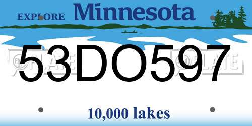 53DO597 Minnesota License Plate