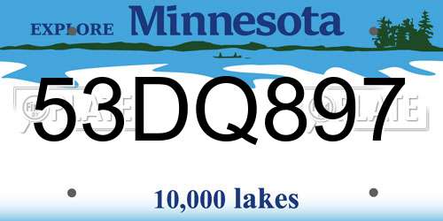 53DQ897 Minnesota License Plate