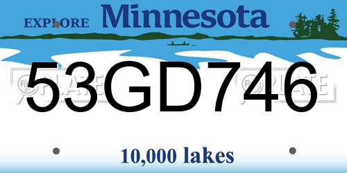 53GD746 Minnesota License Plate