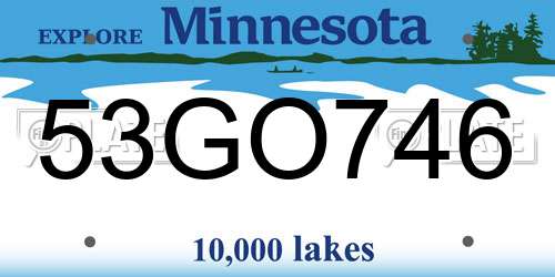 53GO746 Minnesota License Plate