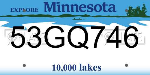 53GQ746 Minnesota License Plate
