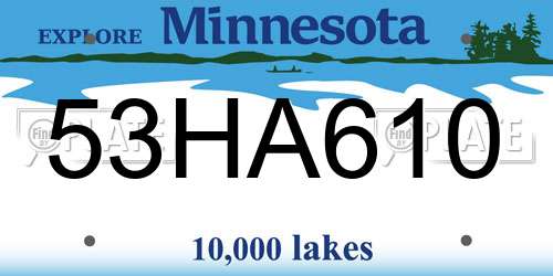 53HA610 Minnesota License Plate