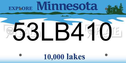 53LB410 Minnesota License Plate