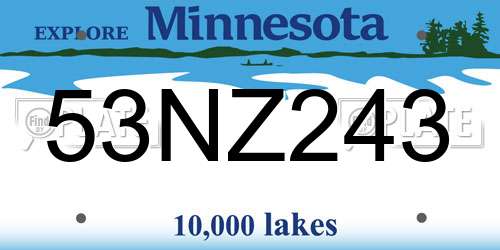 53NZ243 Minnesota License Plate