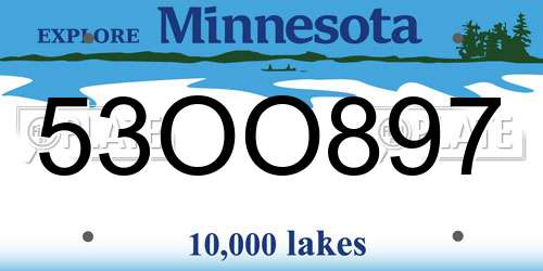 53OO897 Minnesota License Plate