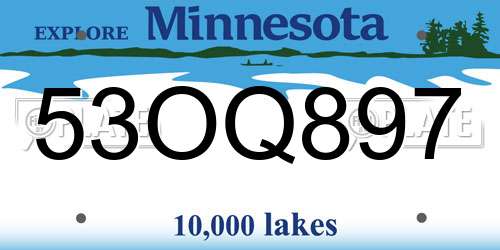 53OQ897 Minnesota License Plate