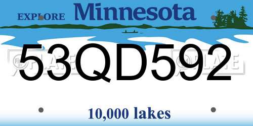 53QD592 Minnesota License Plate