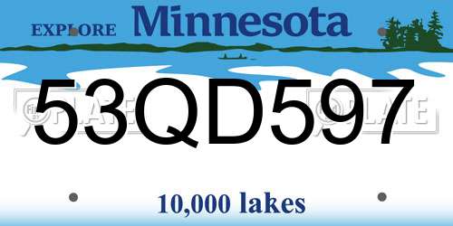 53QD597 Minnesota License Plate