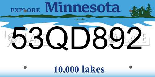 53QD892 Minnesota License Plate