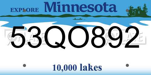 53QO892 Minnesota License Plate