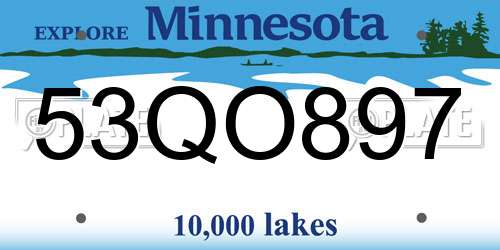 53QO897 Minnesota License Plate