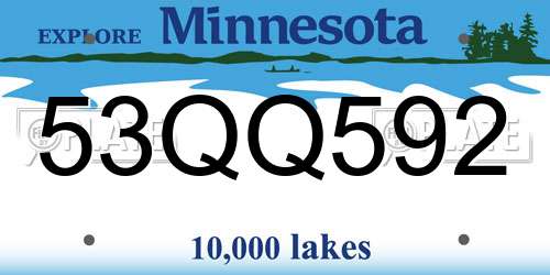 53QQ592 Minnesota License Plate