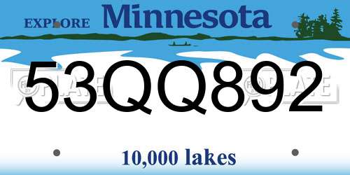 53QQ892 Minnesota License Plate