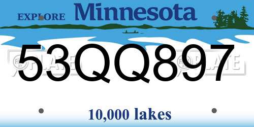 53QQ897 Minnesota License Plate