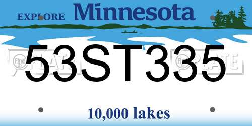53ST335 Minnesota License Plate