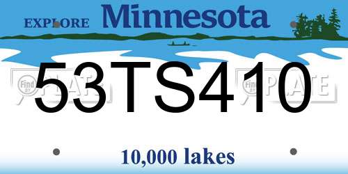 53TS410 Minnesota License Plate