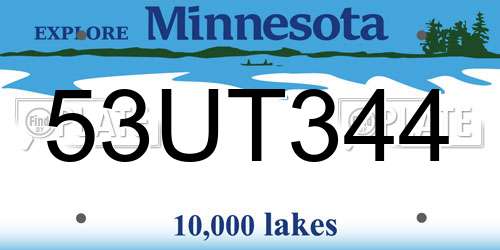 53UT344 Minnesota License Plate