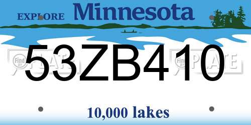 53ZB410 Minnesota License Plate