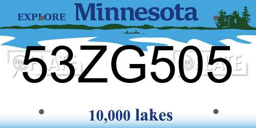 53ZG505 Minnesota License Plate