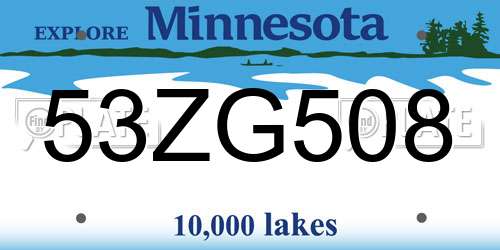 53ZG508 Minnesota License Plate