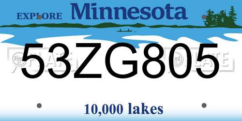 53ZG805 Minnesota License Plate