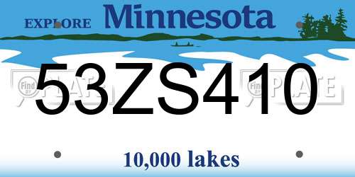 53ZS410 Minnesota License Plate
