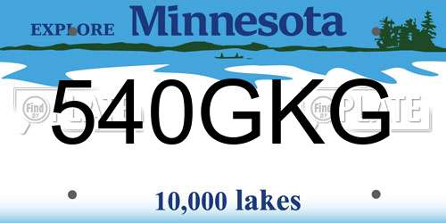 540GKG Minnesota License Plate
