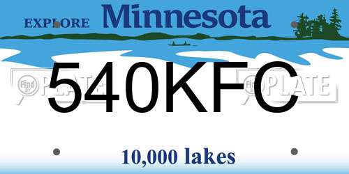 540KFC Minnesota License Plate