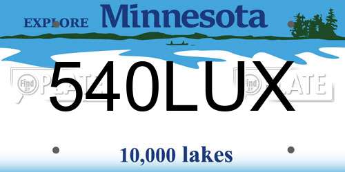 540LUX Minnesota License Plate