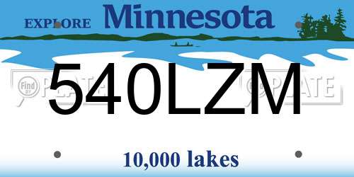 540LZM Minnesota License Plate