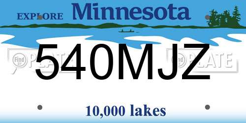 540MJZ Minnesota License Plate