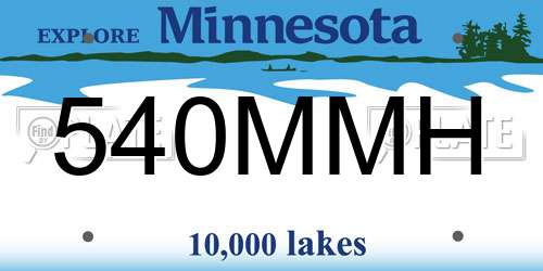 540MMH Minnesota License Plate