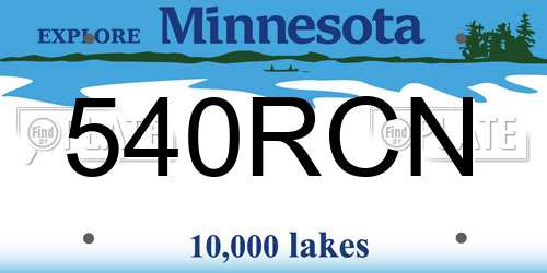 540RCN Minnesota License Plate