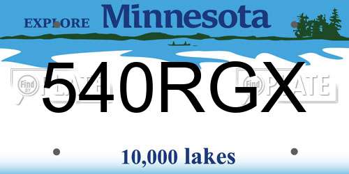 540RGX Minnesota License Plate