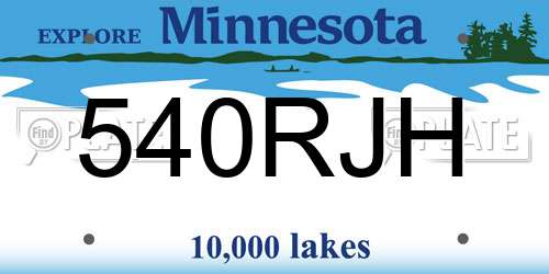 540RJH Minnesota License Plate