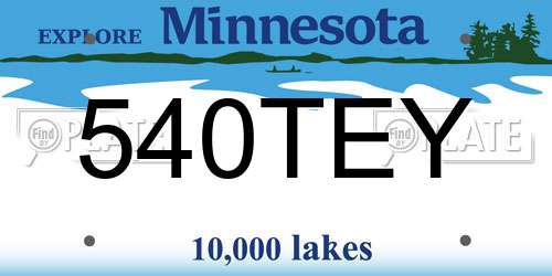 540TEY Minnesota License Plate