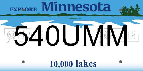 540UMM Minnesota License Plate