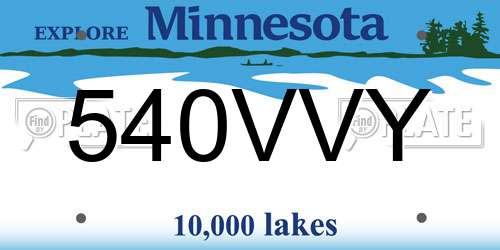 540VVY Minnesota License Plate