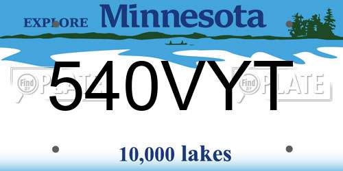 540VYT Minnesota License Plate
