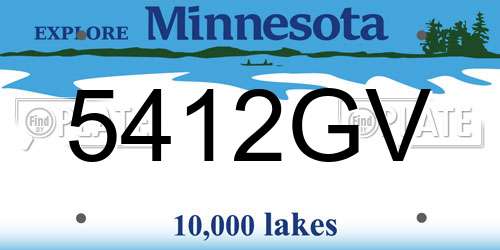 5412GV Minnesota License Plate
