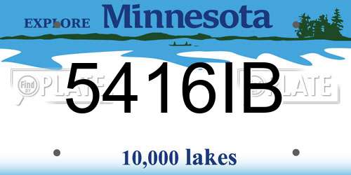 5416IB Minnesota License Plate