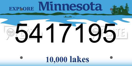 5417195 Minnesota License Plate
