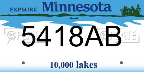 5418AB Minnesota License Plate