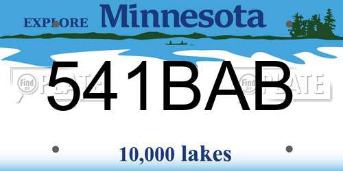 541BAB Minnesota License Plate