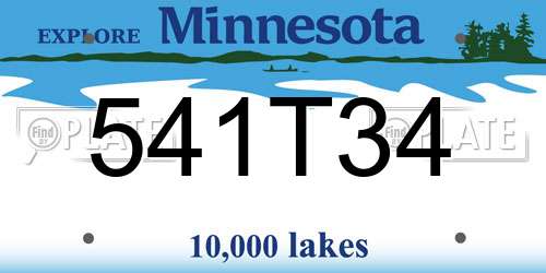 541T34 Minnesota License Plate